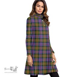 Scottish Carnegie Ancient Clan Tartan Crest Womens High Neck Dress Tartan Plaid Dress