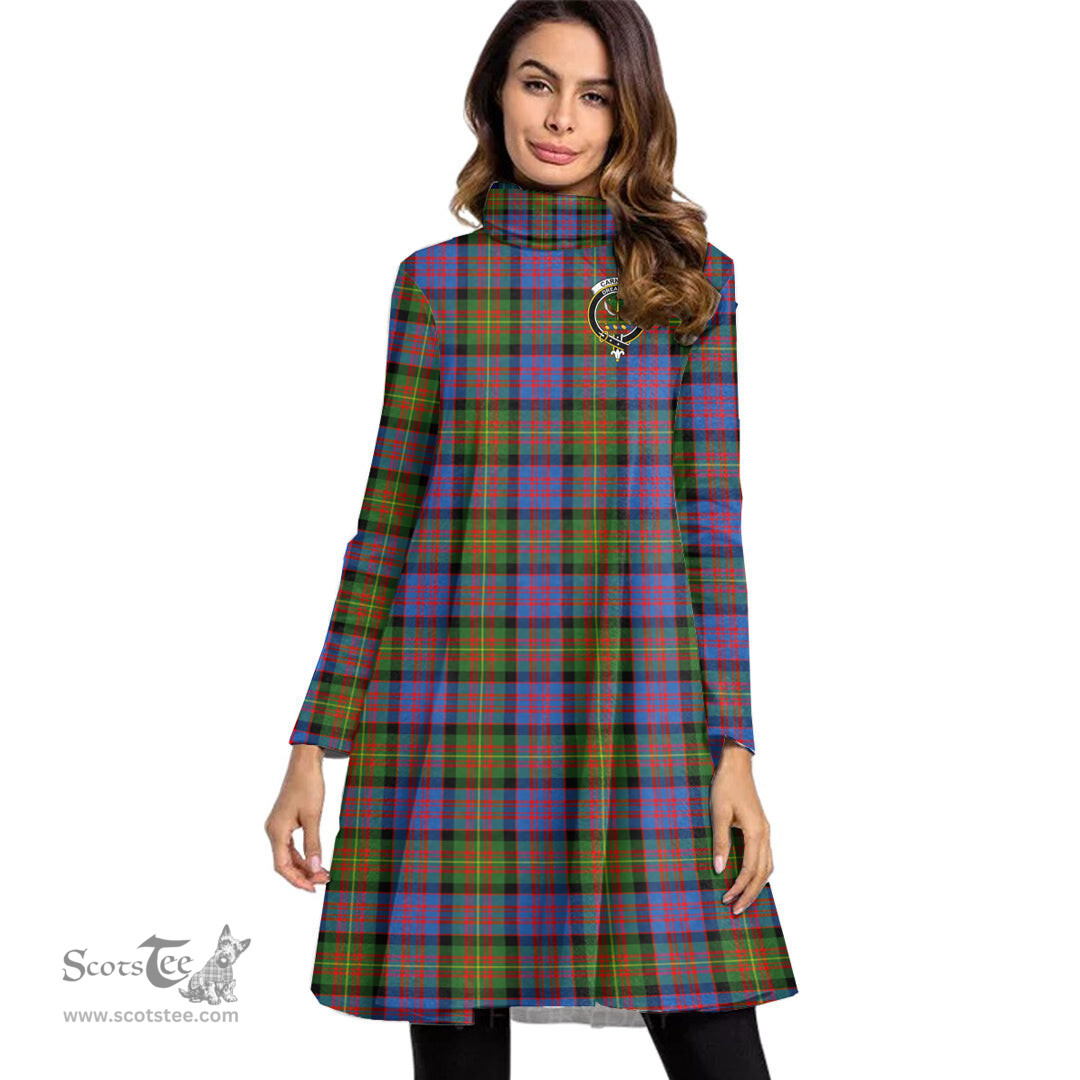 Scottish Carnegie Ancient Clan Tartan Crest Womens High Neck Dress Tartan Plaid Dress