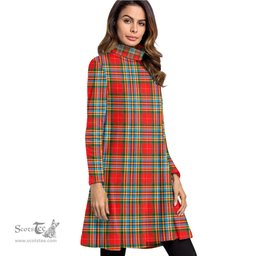 Scottish Chattan Tartan Womens High Neck Dress Tartan Plaid Dress