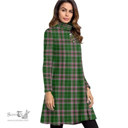 Scottish Gray Hunting Clan Tartan Crest Womens High Neck Dress Tartan Plaid Dress