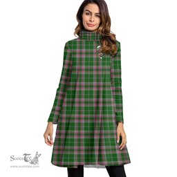 Scottish Gray Hunting Clan Tartan Crest Womens High Neck Dress Tartan Plaid Dress