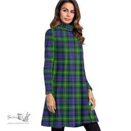 Scottish Gordon Modern Tartan Womens High Neck Dress Tartan Plaid Dress