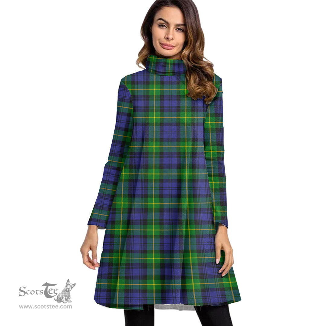 Scottish Gordon Modern Tartan Womens High Neck Dress Tartan Plaid Dress