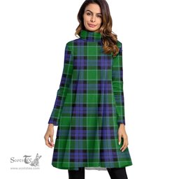 Scottish Graham of Menteith Modern Tartan Womens High Neck Dress Tartan Plaid Dress