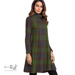 Scottish Cunningham Hunting Modern Tartan Womens High Neck Dress Tartan Plaid Dress