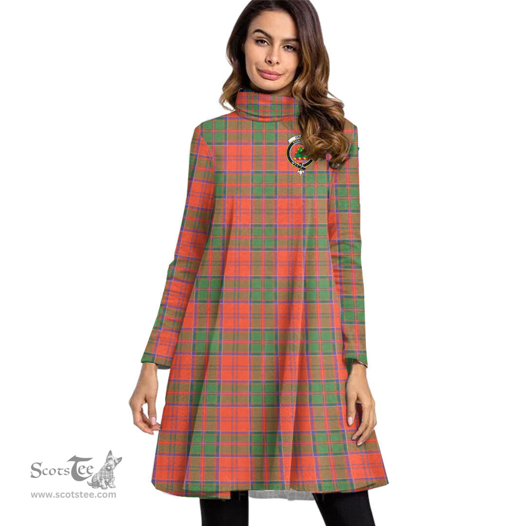 Scottish Grant Ancient Clan Tartan Crest Womens High Neck Dress Tartan Plaid Dress