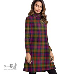 Scottish Carnegie Modern Clan Tartan Crest Womens High Neck Dress Tartan Plaid Dress