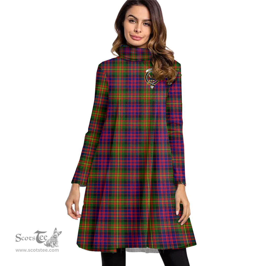 Scottish Carnegie Modern Clan Tartan Crest Womens High Neck Dress Tartan Plaid Dress