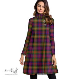 Scottish Carnegie Modern Clan Tartan Crest Womens High Neck Dress Tartan Plaid Dress