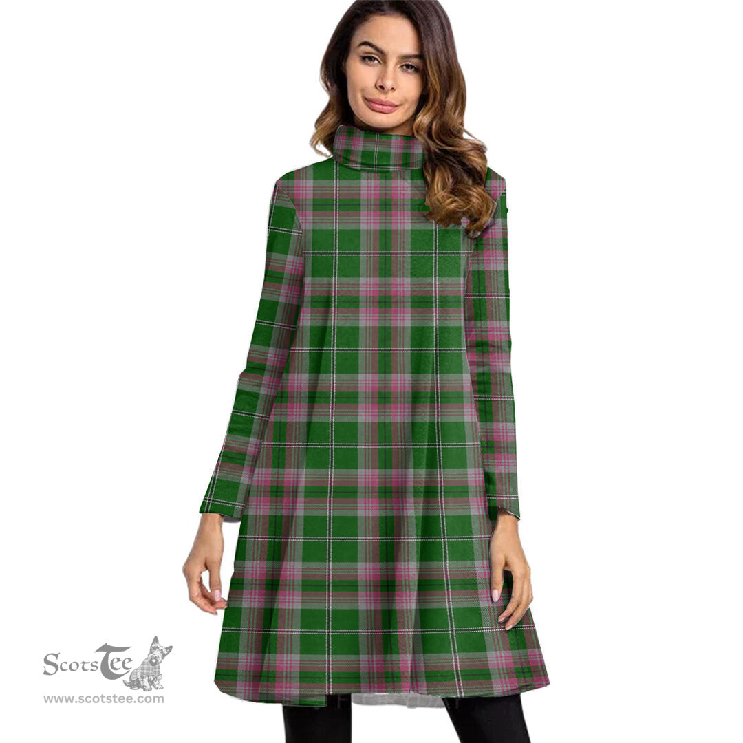 Scottish Gray Hunting Tartan Womens High Neck Dress Tartan Plaid Dress