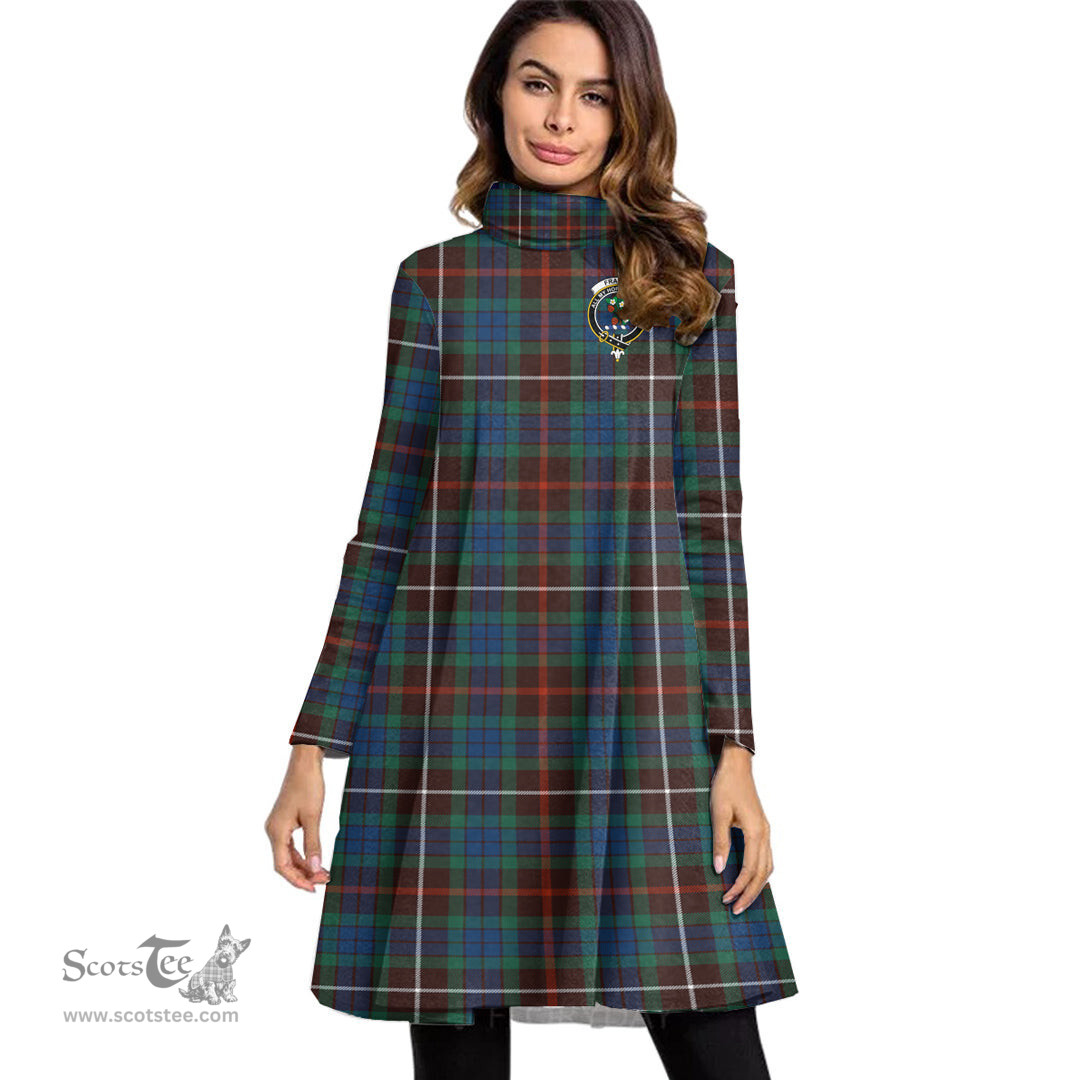 Scottish Fraser Hunting Ancient Clan Tartan Crest Womens High Neck Dress Tartan Plaid Dress
