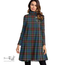 Scottish Fraser Hunting Ancient Clan Tartan Crest Womens High Neck Dress Tartan Plaid Dress