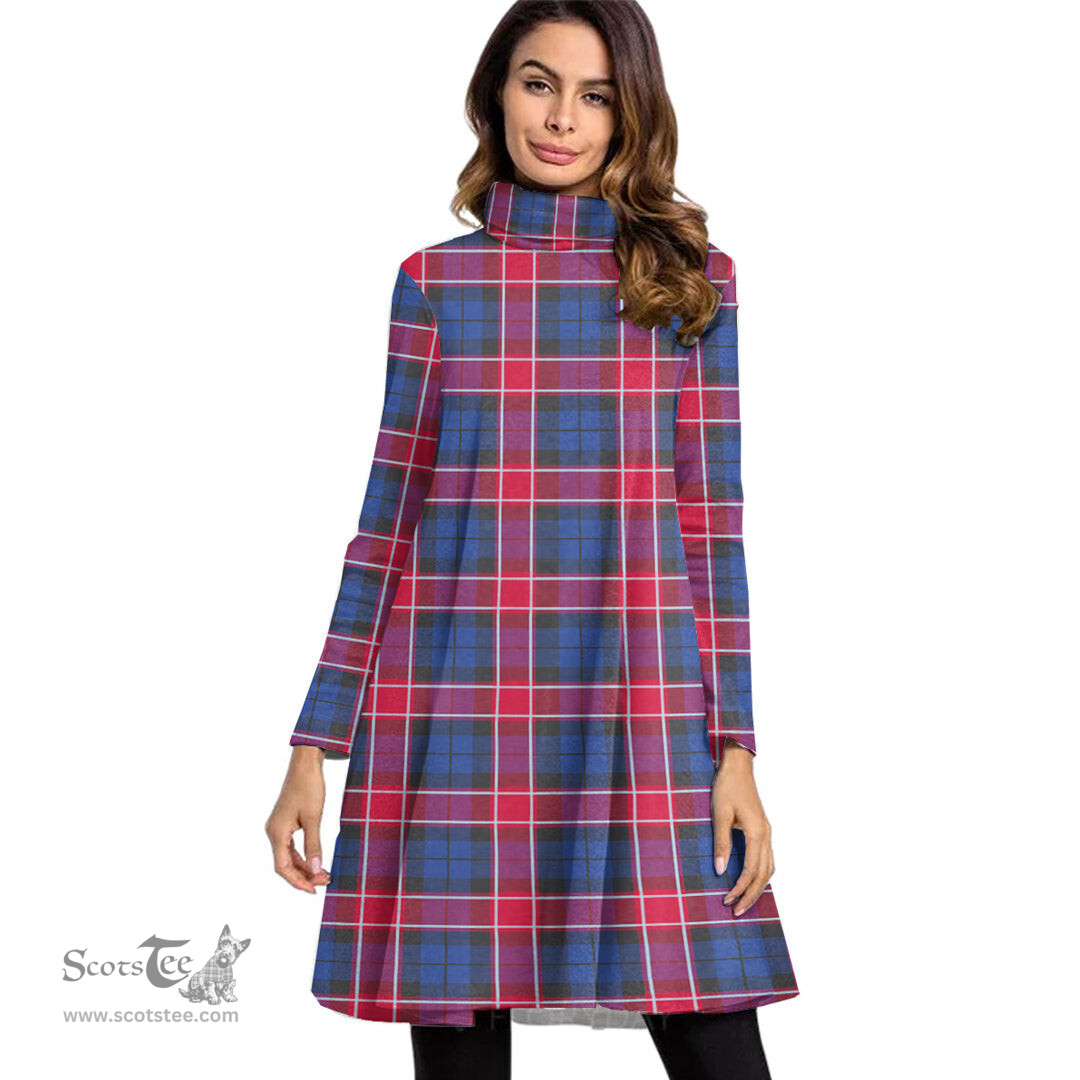 Scottish Graham of Menteith Red Tartan Womens High Neck Dress Tartan Plaid Dress