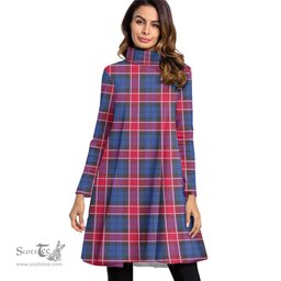 Scottish Graham of Menteith Red Tartan Womens High Neck Dress Tartan Plaid Dress