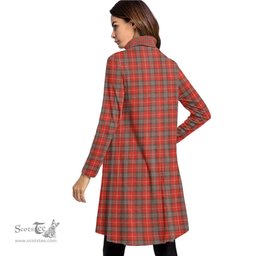 Scottish Fraser Weathered Clan Tartan Crest Womens High Neck Dress Tartan Plaid Dress