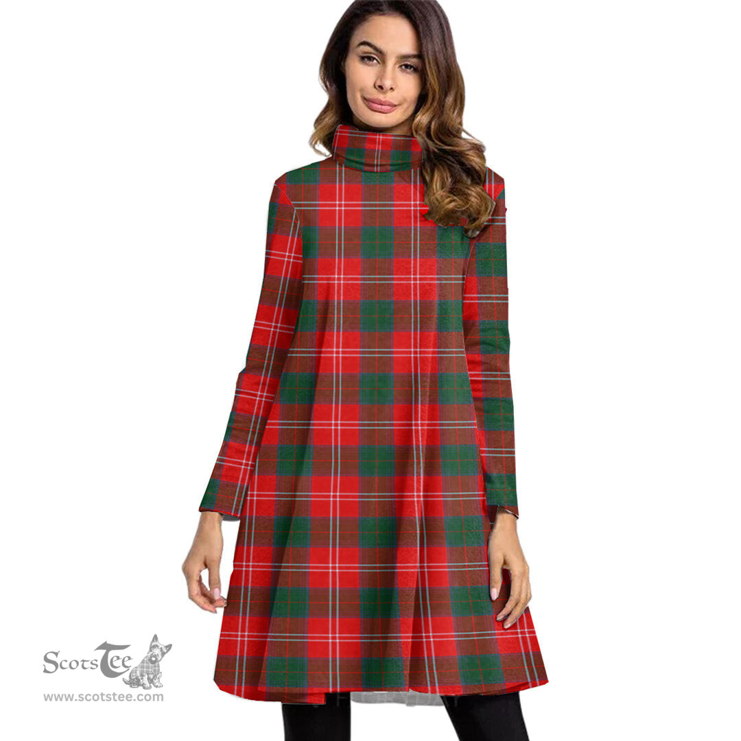 Scottish Chisholm Modern Tartan Womens High Neck Dress Tartan Plaid Dress