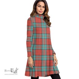 Scottish Dunbar Ancient Tartan Womens High Neck Dress Tartan Plaid Dress