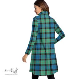 Scottish Gunn Ancient Tartan Womens High Neck Dress Tartan Plaid Dress