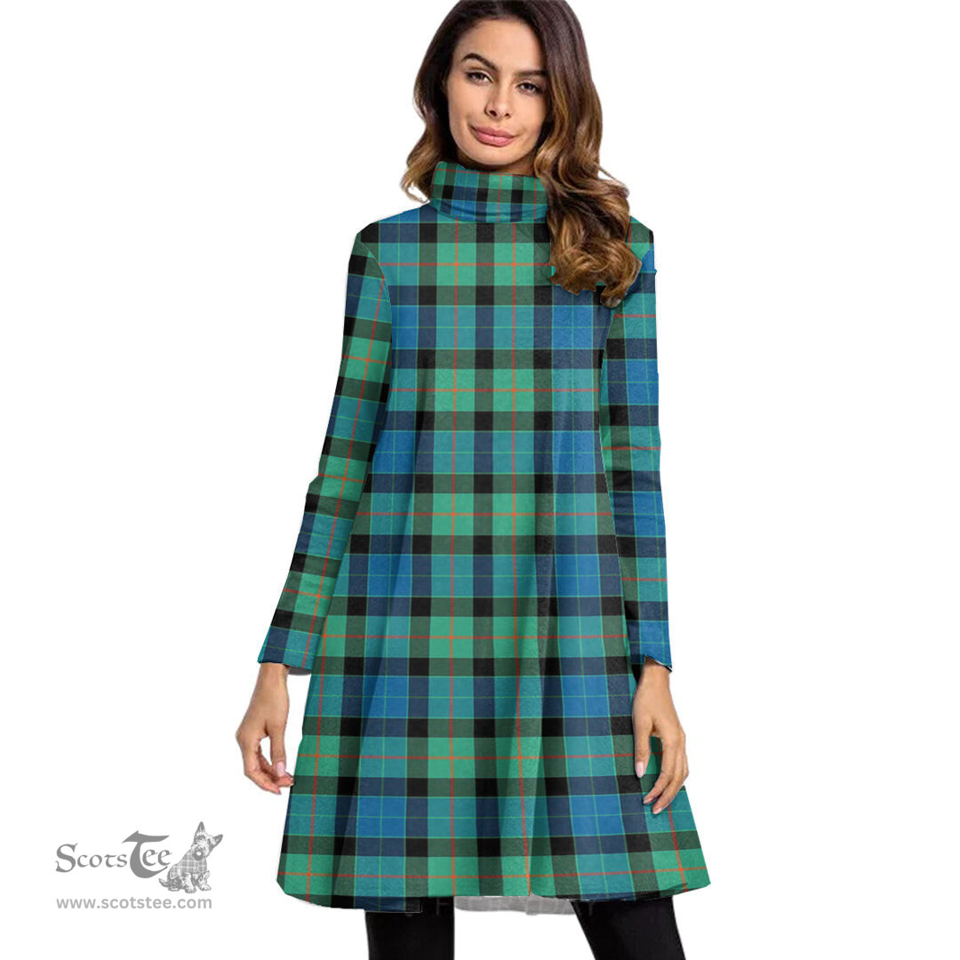 Scottish Gunn Ancient Tartan Womens High Neck Dress Tartan Plaid Dress