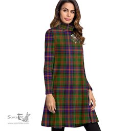 Scottish Cochrane Modern Clan Tartan Crest Womens High Neck Dress Tartan Plaid Dress