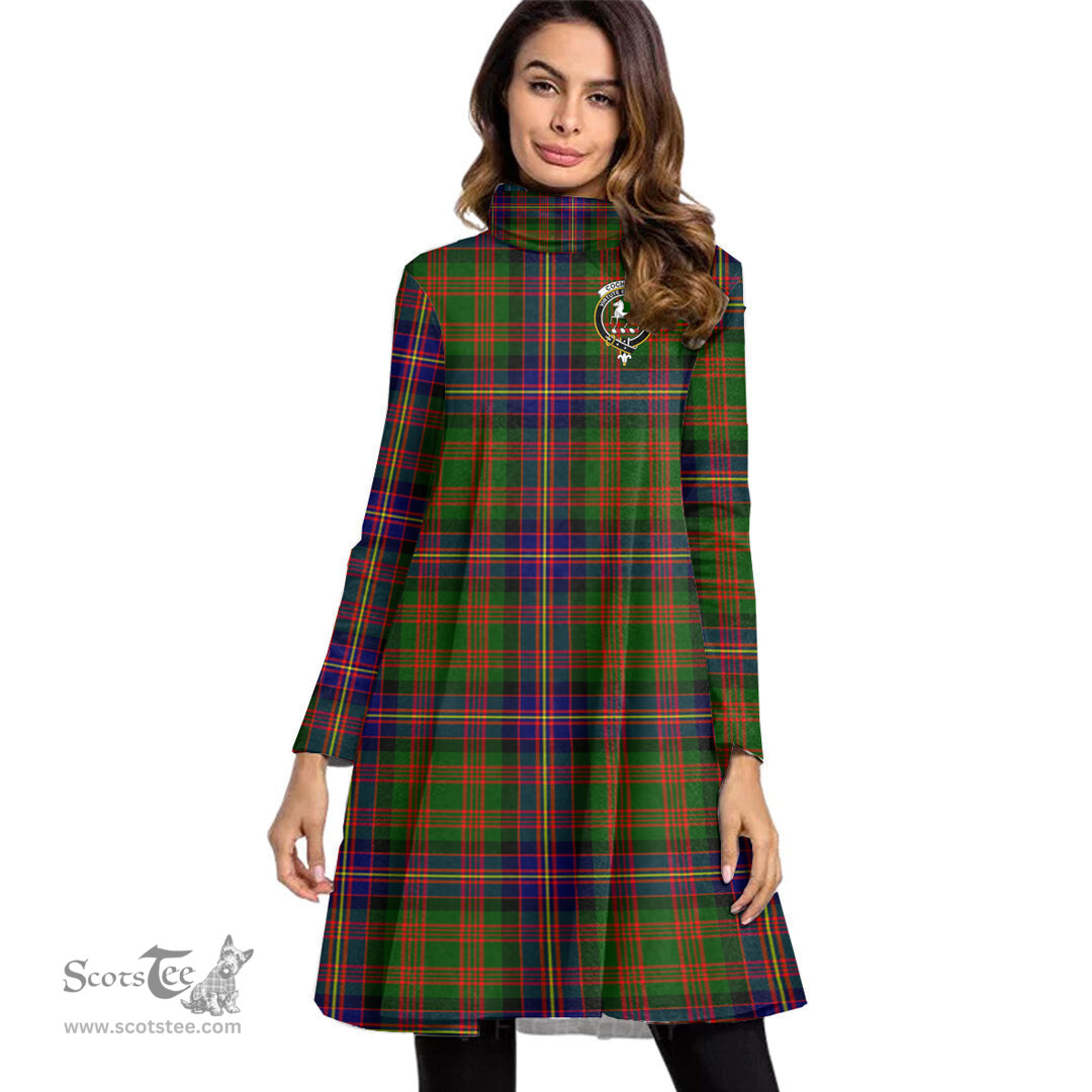 Scottish Cochrane Modern Clan Tartan Crest Womens High Neck Dress Tartan Plaid Dress
