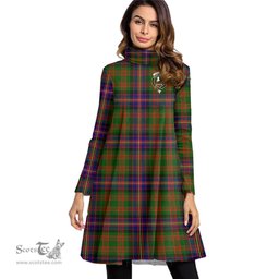 Scottish Cochrane Modern Clan Tartan Crest Womens High Neck Dress Tartan Plaid Dress