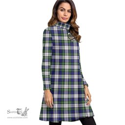 Scottish Gordon Dress Modern Clan Tartan Crest Womens High Neck Dress Tartan Plaid Dress