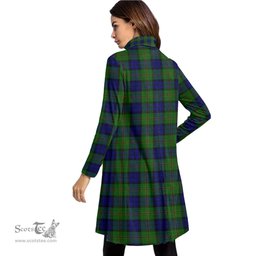 Scottish Dundas Modern Clan Tartan Crest Womens High Neck Dress Tartan Plaid Dress