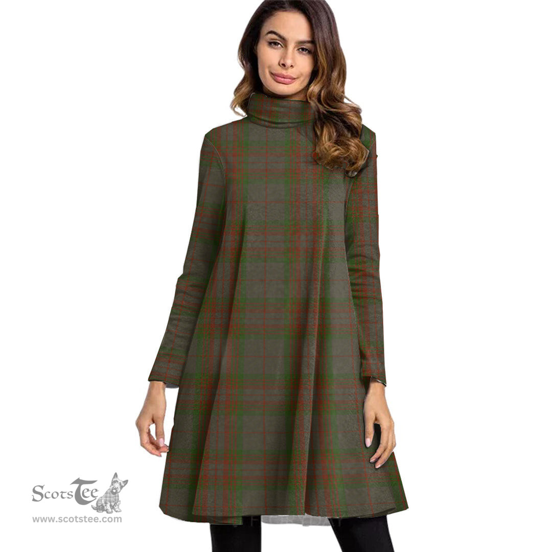 Scottish Gray Tartan Womens High Neck Dress Tartan Plaid Dress
