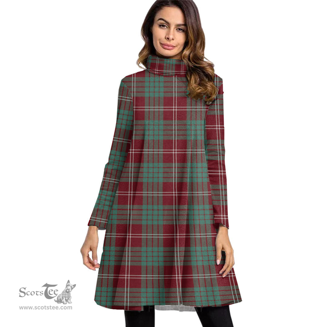 Scottish Crawford Modern Tartan Womens High Neck Dress Tartan Plaid Dress