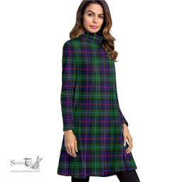 Scottish Campbell of Cawdor Modern Tartan Womens High Neck Dress Tartan Plaid Dress