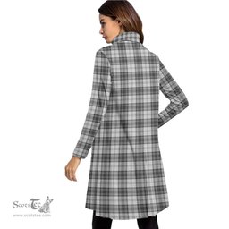 Scottish Douglas Grey Modern Clan Tartan Crest Womens High Neck Dress Tartan Plaid Dress