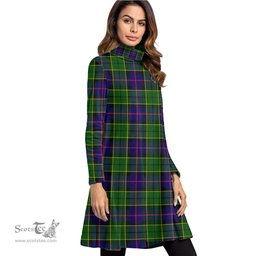 Scottish Forsyth Modern Tartan Womens High Neck Dress Tartan Plaid Dress