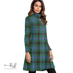 Scottish Davidson Ancient Clan Tartan Crest Womens High Neck Dress Tartan Plaid Dress