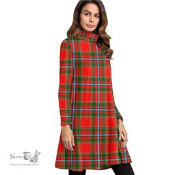 Scottish Drummond of Perth Tartan Womens High Neck Dress Tartan Plaid Dress