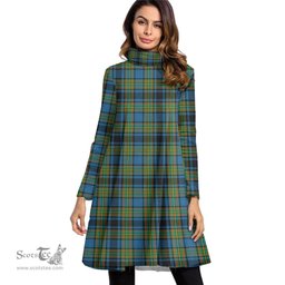 Scottish Gillies Ancient Tartan Womens High Neck Dress Tartan Plaid Dress