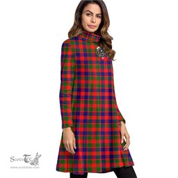 Scottish Gow Modern Clan Tartan Crest Womens High Neck Dress Tartan Plaid Dress