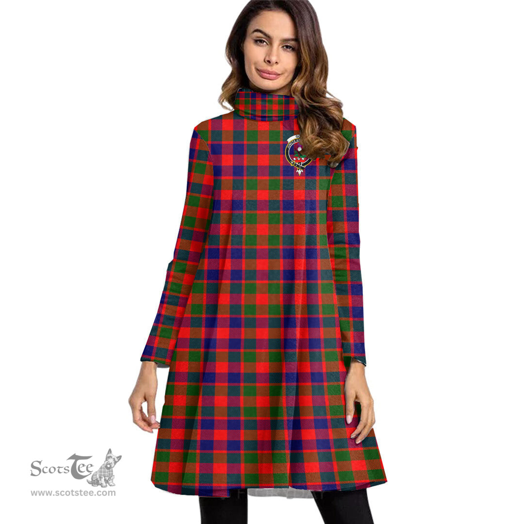 Scottish Gow Modern Clan Tartan Crest Womens High Neck Dress Tartan Plaid Dress