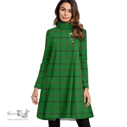 Scottish Don _Tribe of Mar Clan Tartan Crest Womens High Neck Dress Tartan Plaid Dress