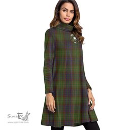 Scottish Cunningham Hunting Modern Clan Tartan Crest Womens High Neck Dress Tartan Plaid Dress