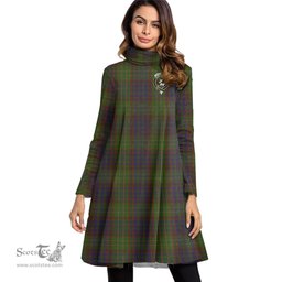 Scottish Cunningham Hunting Modern Clan Tartan Crest Womens High Neck Dress Tartan Plaid Dress