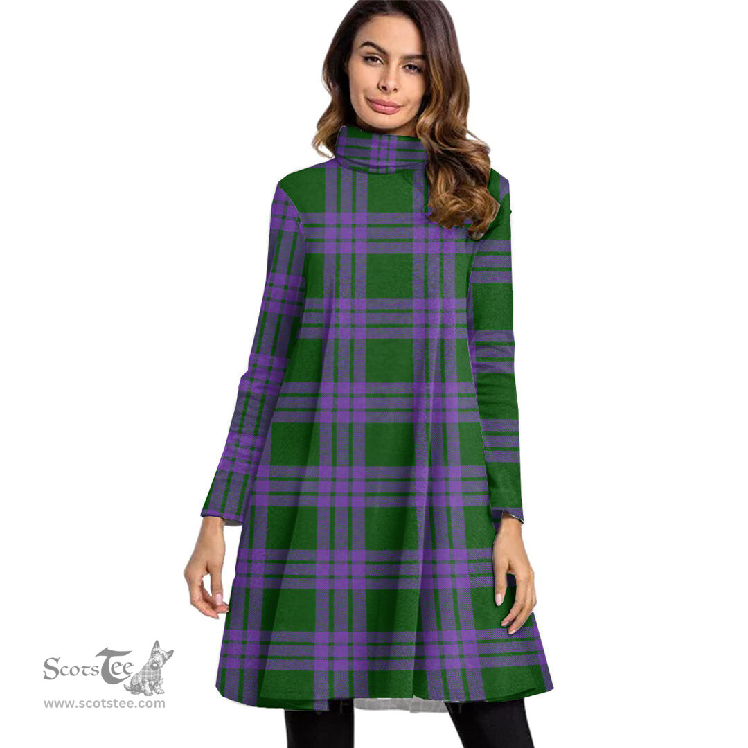 Scottish Elphinstone Tartan Womens High Neck Dress Tartan Plaid Dress
