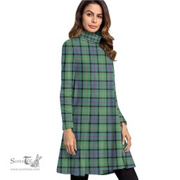 Scottish MacThomas Ancient Tartan Womens High Neck Dress Tartan Plaid Dress