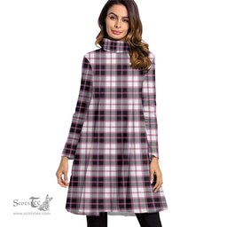 Scottish MacPherson Hunting Modern Tartan Womens High Neck Dress Tartan Plaid Dress