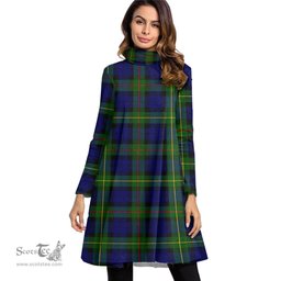 Scottish MacEwen Modern Tartan Womens High Neck Dress Tartan Plaid Dress