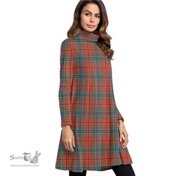 Scottish MacLean of Duart Ancient Tartan Womens High Neck Dress Tartan Plaid Dress