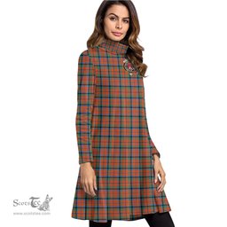 Scottish MacNaughton Ancient Clan Tartan Crest Womens High Neck Dress Tartan Plaid Dress