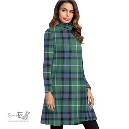 Scottish MacDonald of the Isles Hunting Ancient Tartan Womens High Neck Dress Tartan Plaid Dress