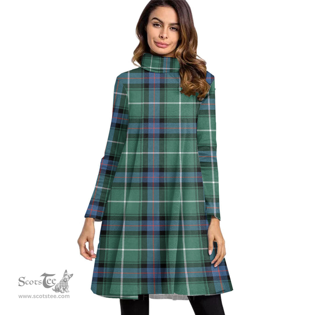 Scottish MacDonald of the Isles Hunting Ancient Tartan Womens High Neck Dress Tartan Plaid Dress