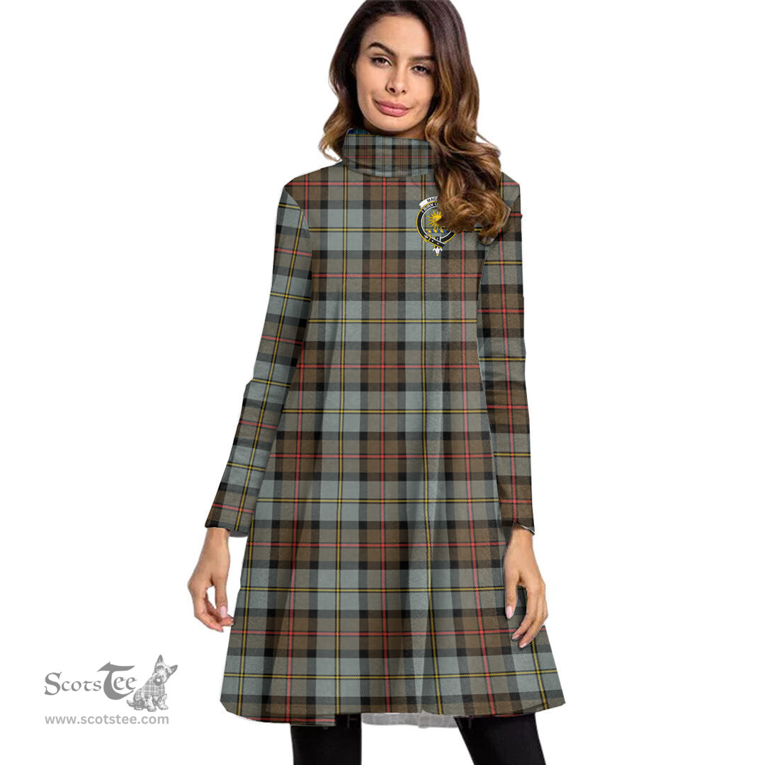 Scottish MacLeod of Harris Weathered Clan Tartan Crest Womens High Neck Dress Tartan Plaid Dress